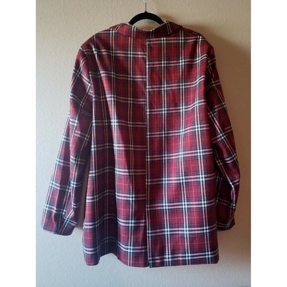 NWOT Red Tartan Plaid Blazer Double Breasted Jacket with Rollable Sleeves - 3X - Picture 6 of 16